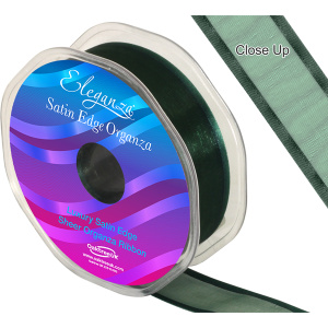 Eleganza Satin Edge Organza 25mm X 25m Green No.50