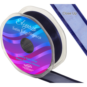Eleganza Satin Edge Organza 25mm X 25m Navy Blue No.19
