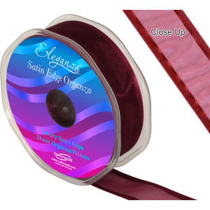 Eleganza Satin Edge Organza 25mm X 25m Burgundy No.17