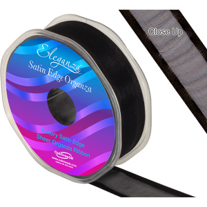Eleganza Satin Edge Organza 25mm X 25m Black No.20