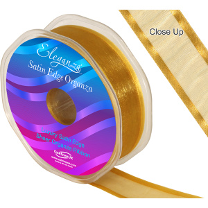 Eleganza Satin Edge Organza 25mm X 25m Gold No.35