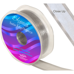 Eleganza Satin Edge Organza 25mm X 25m Silver No.24