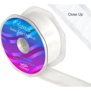 Eleganza Satin Edge Organza 38mm X 25m White No.01