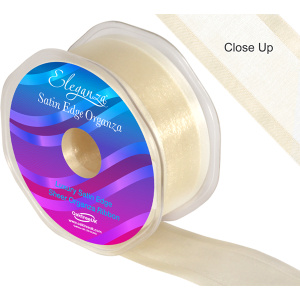 Eleganza Satin Edge Organza 38mm X 25m Ivory No.61