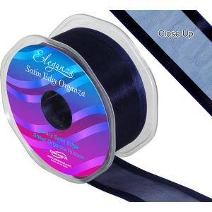 Eleganza Satin Edge Organza 38mm X 25m Navy Blue No.19