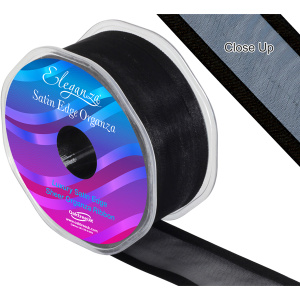 Eleganza Satin Edge Organza 38mm X 25m Black No.20
