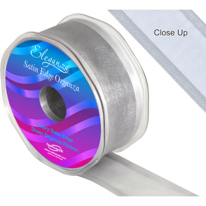 Eleganza Satin Edge Organza 38mm X 25m Silver No.24