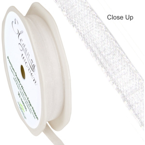 Eleganza Woven Edge Ribbon 6mm X 20m White No.01