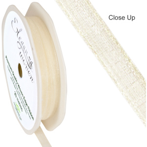 Eleganza Woven Edge Ribbon 6mm X 20m Ivory No.61
