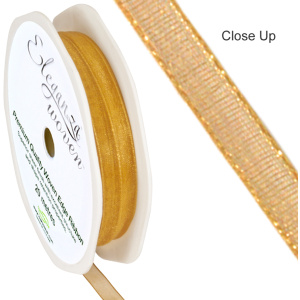 Eleganza Woven Edge Ribbon 6mm X 20m Gold No.35a