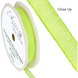 Eleganza Woven Edge Ribbon 6mm X 20m Lime Green No.14