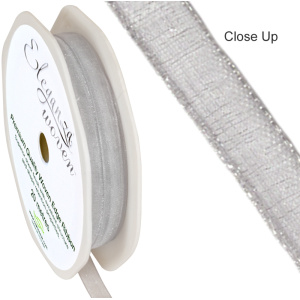 Eleganza Woven Edge Ribbon 6mm X 20m Silver No.24