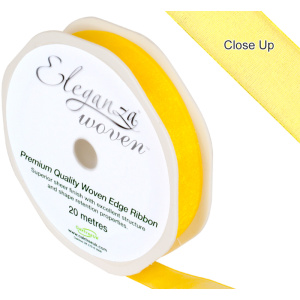 Eleganza Woven Edge Ribbon 15mm X 20m Yellow No.11