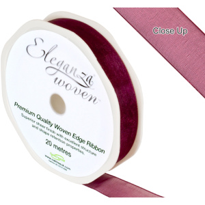 Eleganza Woven Edge Ribbon 15mm X 20m Burgundy No.17