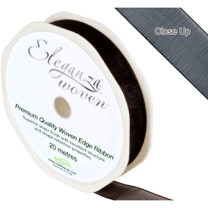 Eleganza Woven Edge Ribbon 15mm X 20m Black No.20