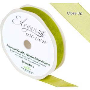 Eleganza Woven Edge Ribbon 15mm X 20m Pistachio No.27