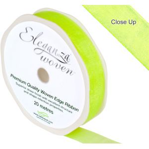 Eleganza Woven Edge Ribbon 15mm X 20m Lime Green No.14
