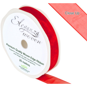 Eleganza Woven Edge Ribbon 15mm X 20m Red No.16
