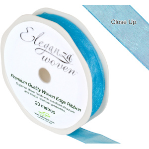 Eleganza Woven Edge Ribbon 15mm X 20m Turquoise No.55
