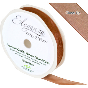 Eleganza Woven Edge Ribbon 15mm X 20m Chocolate No.58