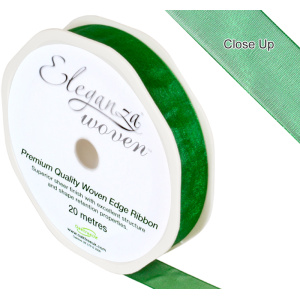 Eleganza Woven Edge Ribbon 15mm X 20m Green No.50