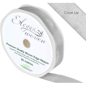 Eleganza Woven Edge Ribbon 15mm X 20m Silver No.24