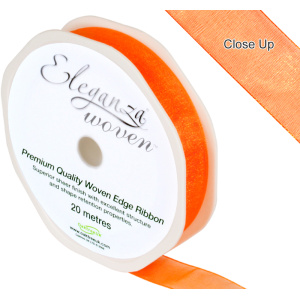 Eleganza Woven Edge Ribbon 15mm X 20m Orange No.04