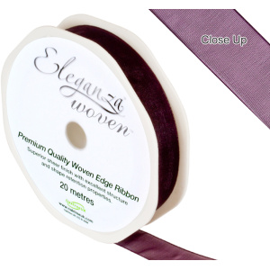 Eleganza Woven Edge Ribbon 15mm X 20m Aubergine No.32