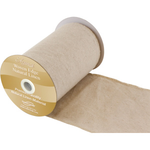 Eleganza Woven Edge Linen Stitched Edge 15.2cm X 9.1m Natural No.02