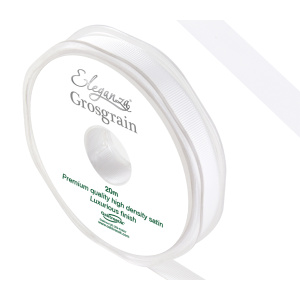 Eleganza Premium Grosgrain Ribbon 10mm X 20m White No.01