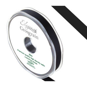 Eleganza Premium Grosgrain Ribbon 10mm X 20m Black No.20