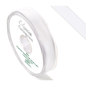 Eleganza Premium Grosgrain Ribbon 15mm X 20m White No.01