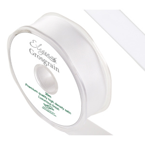 Eleganza Premium Grosgrain Ribbon 25mm X 20m White No.01