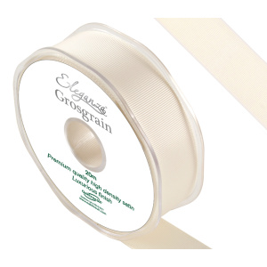Eleganza Premium Grosgrain Ribbon 25mm X 20m Ivory No.61