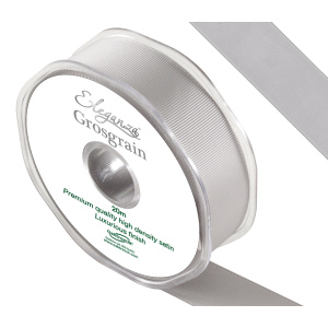 Eleganza Premium Grosgrain Ribbon 25mm X 20m Silver No.24