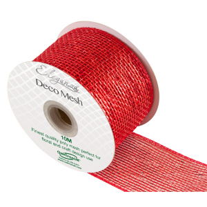 Eleganza Deco Mesh Metallic 63mm X 10m Red No.16