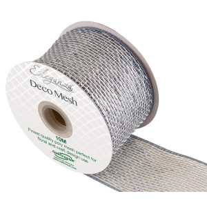 Eleganza Deco Mesh Metallic 63mm X 10m Silver No.24
