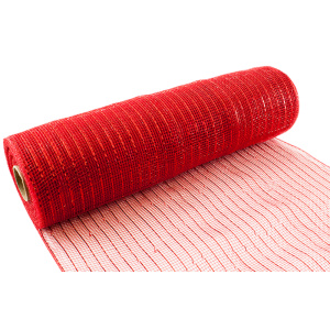 Eleganza Deco Mesh Metallic 25cm X 9.1m (10yds) Red No.16