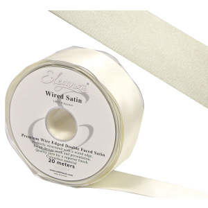 Eleganza Wired Edge Premium Double Faced Satin 25mm X 20m Ivory No.61