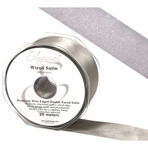 Eleganza Wired Edge Premium Double Faced Satin 25mm X 20m Silver No.24