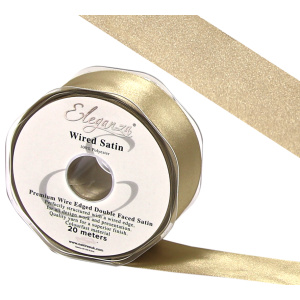 Eleganza Wired Edge Premium Double Faced Satin 25mm X 20m Taupe No.03