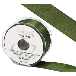 Eleganza Wired Edge Premium Double Faced Satin 25mm X 20m Basil No.57