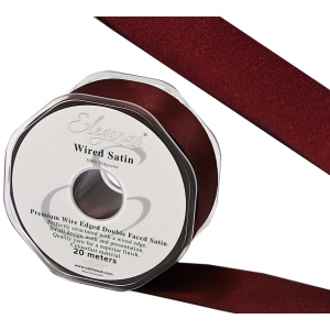 Eleganza Wired Edge Premium Double Faced Satin 25mm X 20m Burgundy No. 17