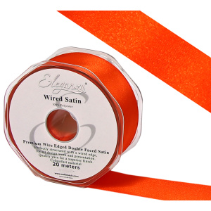 Eleganza Wired Edge Premium Double Faced Satin 25mm X 20m Orange No. 04