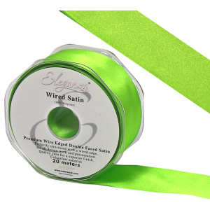 Eleganza Wired Edge Premium Double Faced Satin 25mm X 20m Lime Green No.14