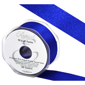 Eleganza Wired Edge Premium Double Faced Satin 25mm X 20m Royal Blue No.18