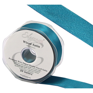 Eleganza Wired Edge Premium Double Faced Satin 25mm X 20m Teal No.56