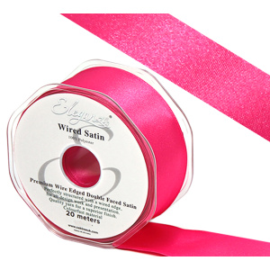 Eleganza Wired Edge Premium Double Faced Satin 25mm X 20m Fuchsia No.28