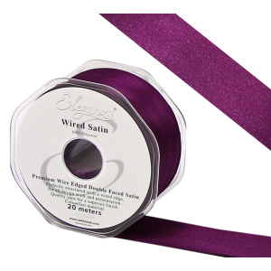Eleganza Wired Edge Premium Double Faced Satin 25mm X 20m Plum No.49