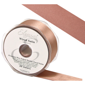 Eleganza Wired Edge Premium Double Faced Satin 38mm X 20m Deep Rose Gold No.88